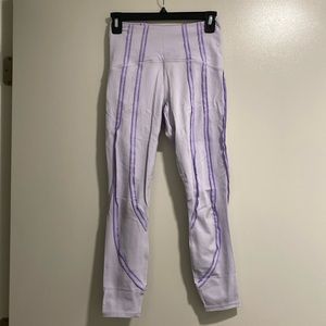 Like New Adorable Purple Fabletics Leggings with Purple Seam Detail, Size XS